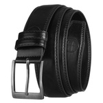 Czarny, męski pasek ze skóry ekologicznej z tradycyjną klamrą - Peterson