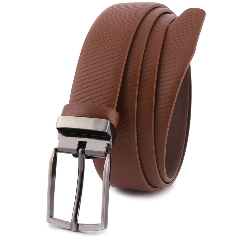 Pasek męski skórzany premium 3,5 cm skóra licowa Beltimore brązowy E41 : Kolory - brązowy, beżowy, Rozmiar pasków - r.85-100 cm