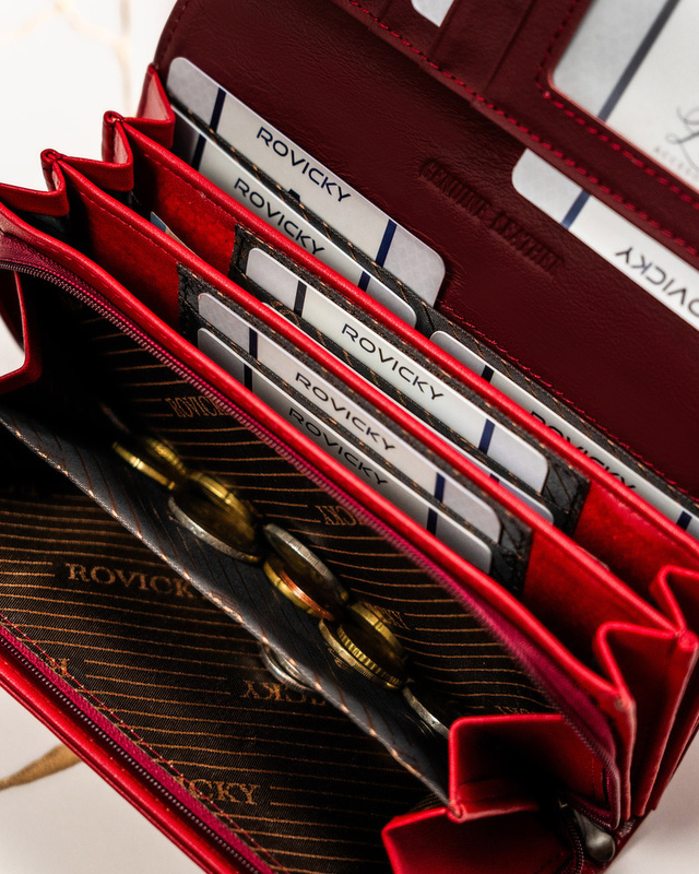 skóra naturalna + Damski portfel ze skóry ekologicznej Rovicky RPX-20A-3