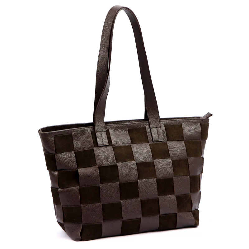 Luka Duża dwukomorowa damska shopperbag pleciony wzór torebka na ramię