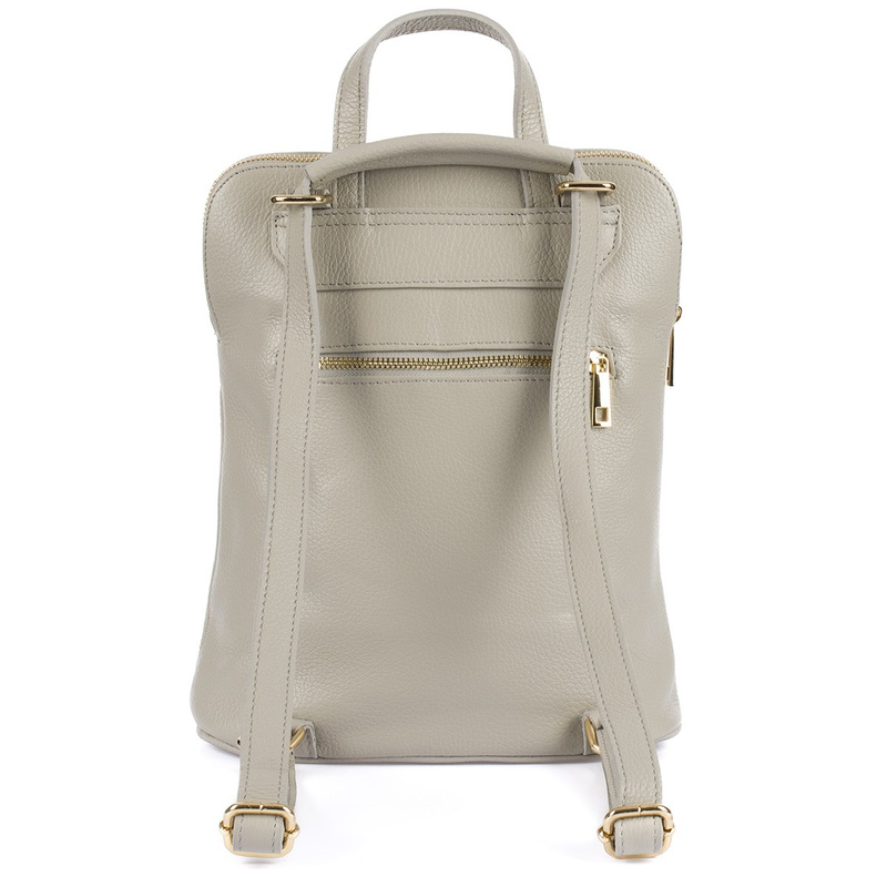 Skórzany plecak damski torba 2w1 elegancki A4 włoski pojemny jasno-szary Vera Pelle S40