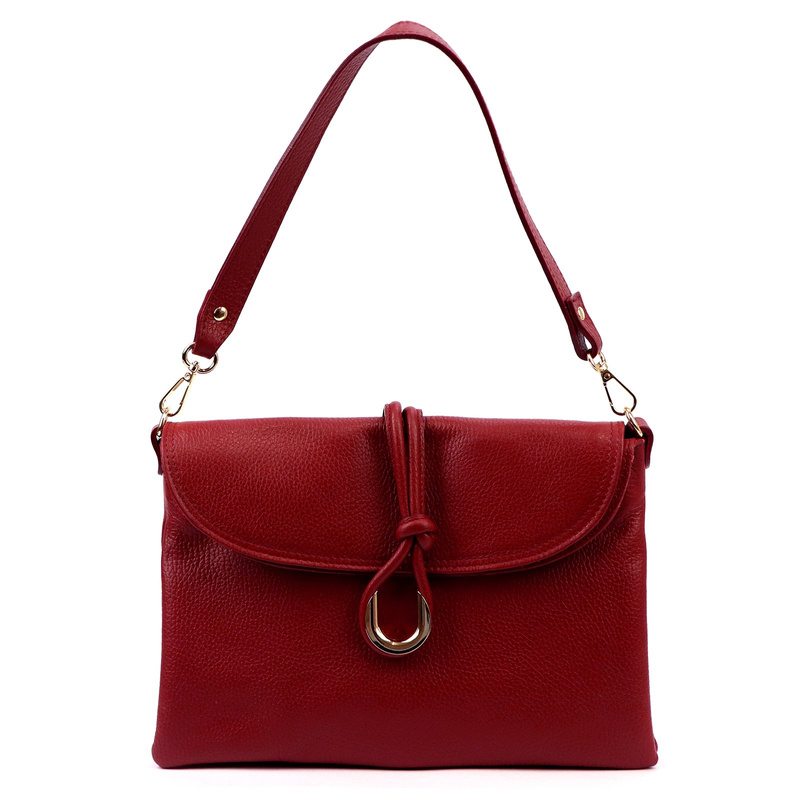 Elegancka damska skórzana listonoszka torebka na ramię z paskiem Luka