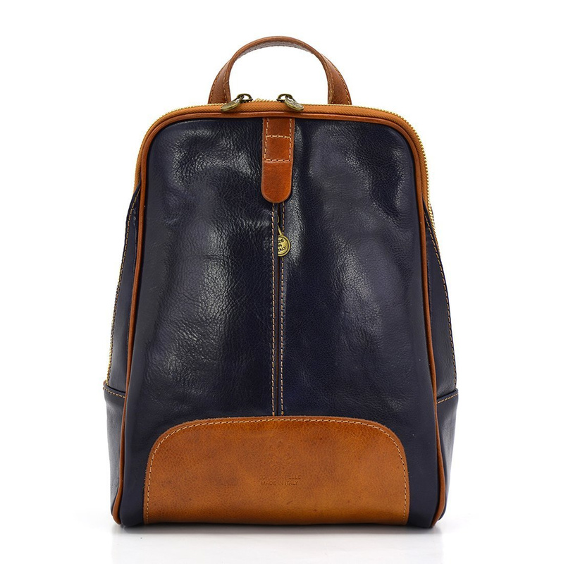 Florence Miejski Damski plecak skóra naturalna z kieszeniami na suwak