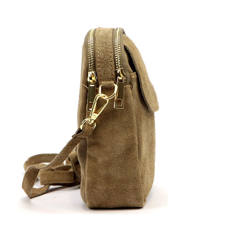 Luka Mała damska dwukomorowa listonoszka skórzana zamszowa przez ramię