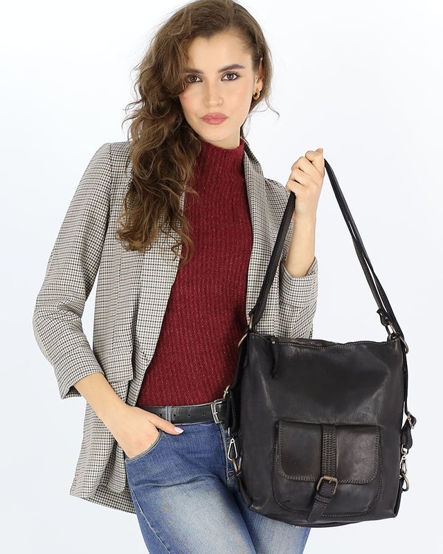 Torba skórzana dla wymagających z opcją plecak old school leather bag - MARCO MAZZINI czarny