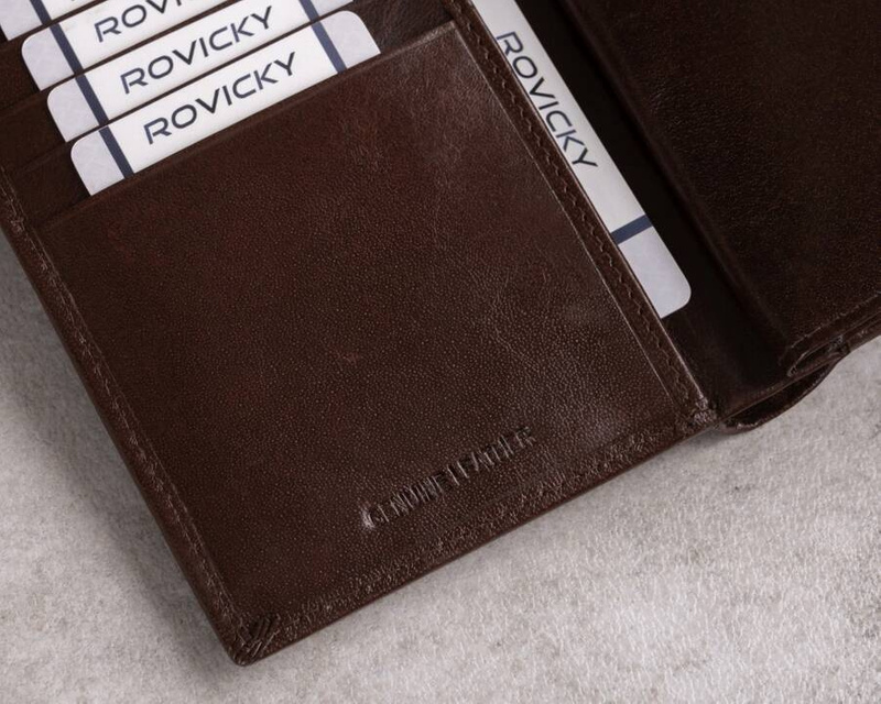 Skórzany stylowy duży rozbudowany Rovicky z RFID