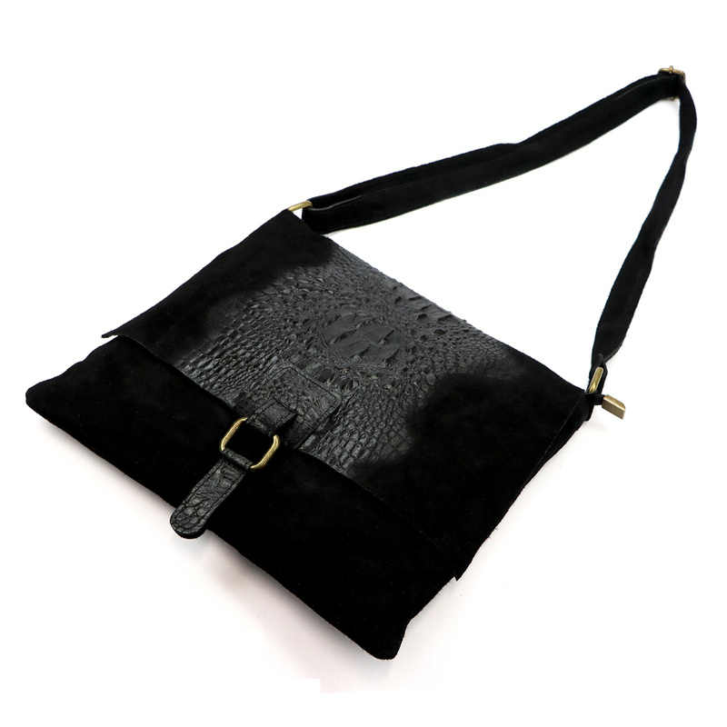 Vera Pelle damska listonoszka skórzana torebka na ramię skóra krokodyla