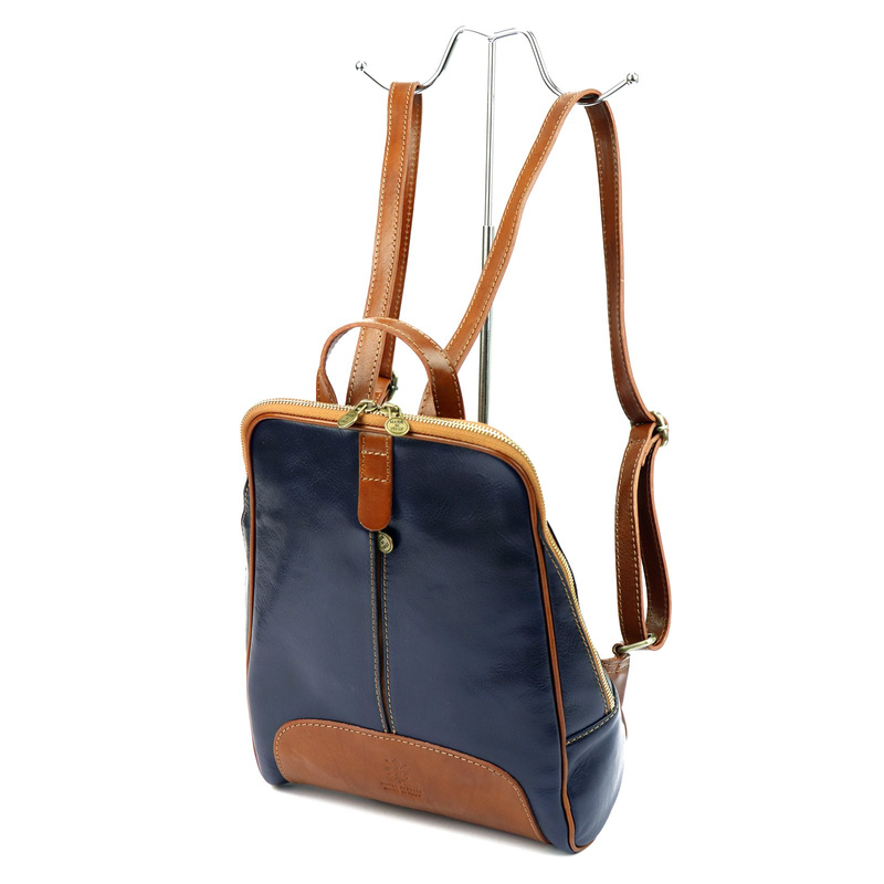 Florence Miejski Damski plecak skóra naturalna z kieszeniami na suwak