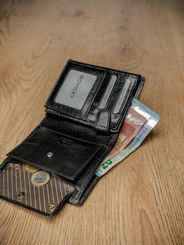 Skórzany męski portfel Rovicky PC-102-BAR RFID