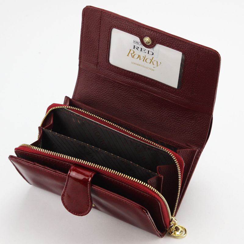 Rovicky damska portmonetka skóra naturalna lakierowana podłużny portfel