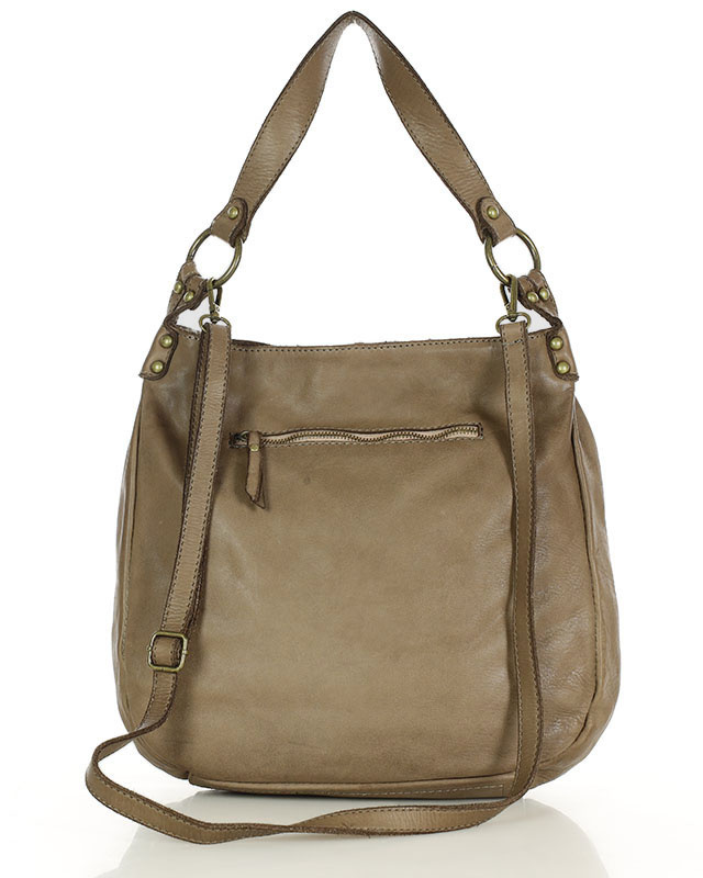 Torebka worek skóra naturalna hobo bag - MARCO MAZZINI beżowa