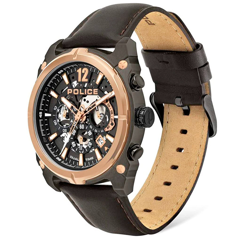 Zegarek POLICE PL16020JSUR6. Kwarcowy, Kolor brązowy. Mężczyzna.