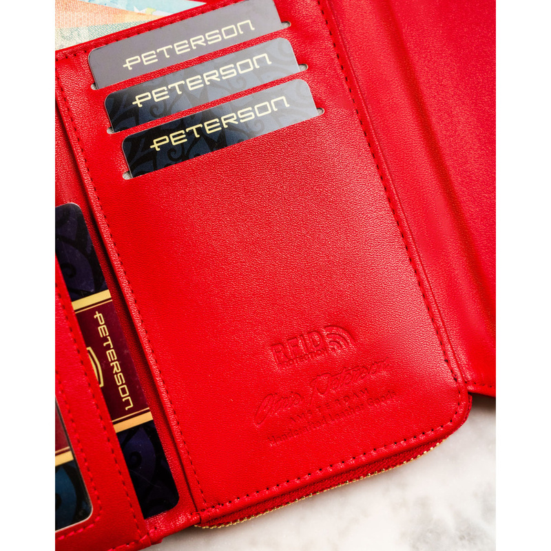 Czerwony portfel damski wykonany ze skóry ekologicznej - Peterson