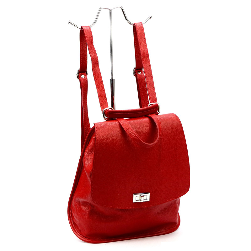 Damski funkcjonalny plecak-torebka skórzany pojemny miejski na ramię