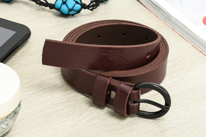 Beltimore skórzany damski pasek czarny 2,5 cm burgundowy A64 : Kolory - brązowy, beżowy, Rozmiar pasków - r.105-120 cm