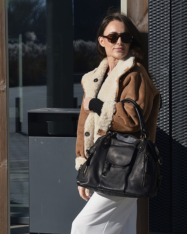 Torba biznesowa bowling retro bag skórzana - MARCO MAZZINI czarny