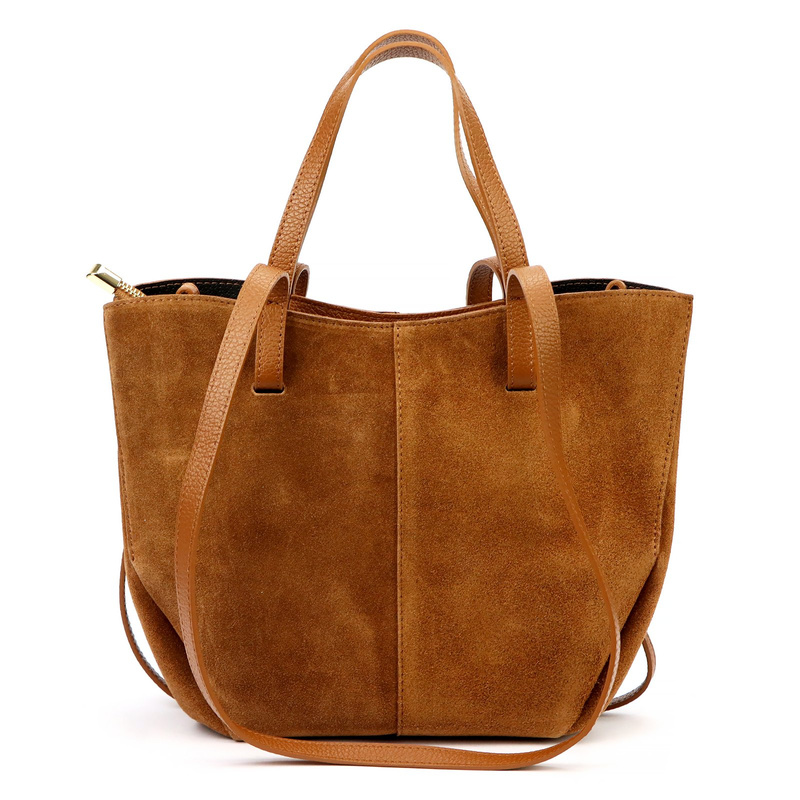 Skórzana zamszowa pojemna Stylowa damska shopperbag torebka na ramię Luka