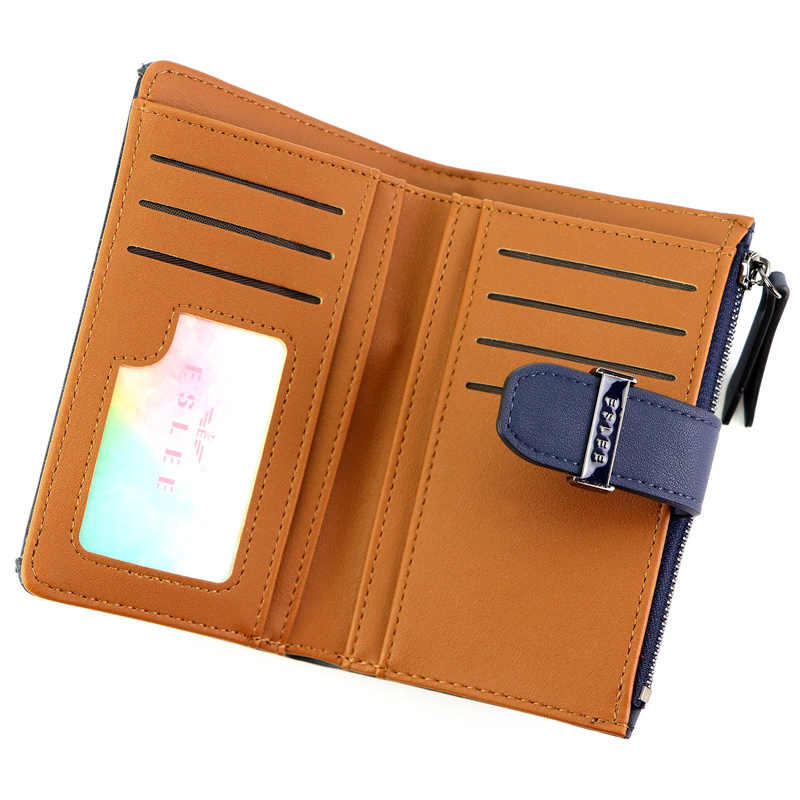 Eslee Duży Portfel Damski Podłużny Pionowy Skóra Eko Na Zatrzask