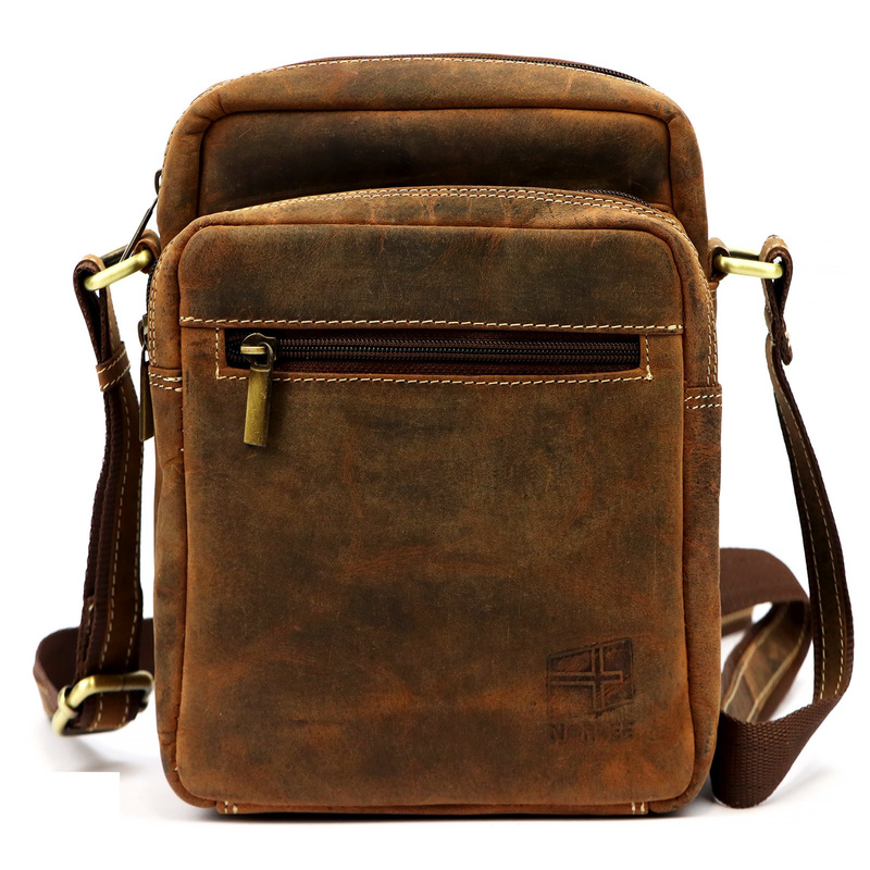 Nordee męska saszetka skóra naturalna torba miejska na ramię z kieszeniami