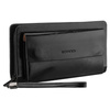 Saszetka męska ze skóry ekologicznej w czarnym kolorze, dwukomorowa - Rovicky