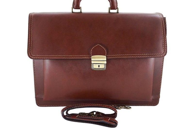 Aktówka męska skórzana - Barberini's - Brązowa