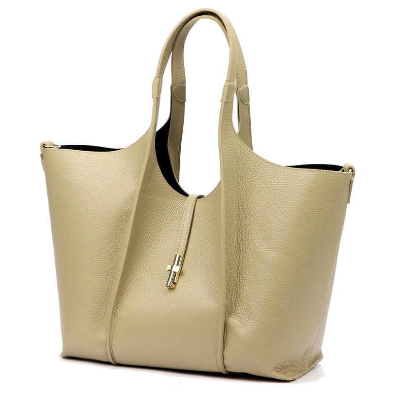 Vera Pelle damska torebka na ramię skóra naturalna shopperbag z paskiem