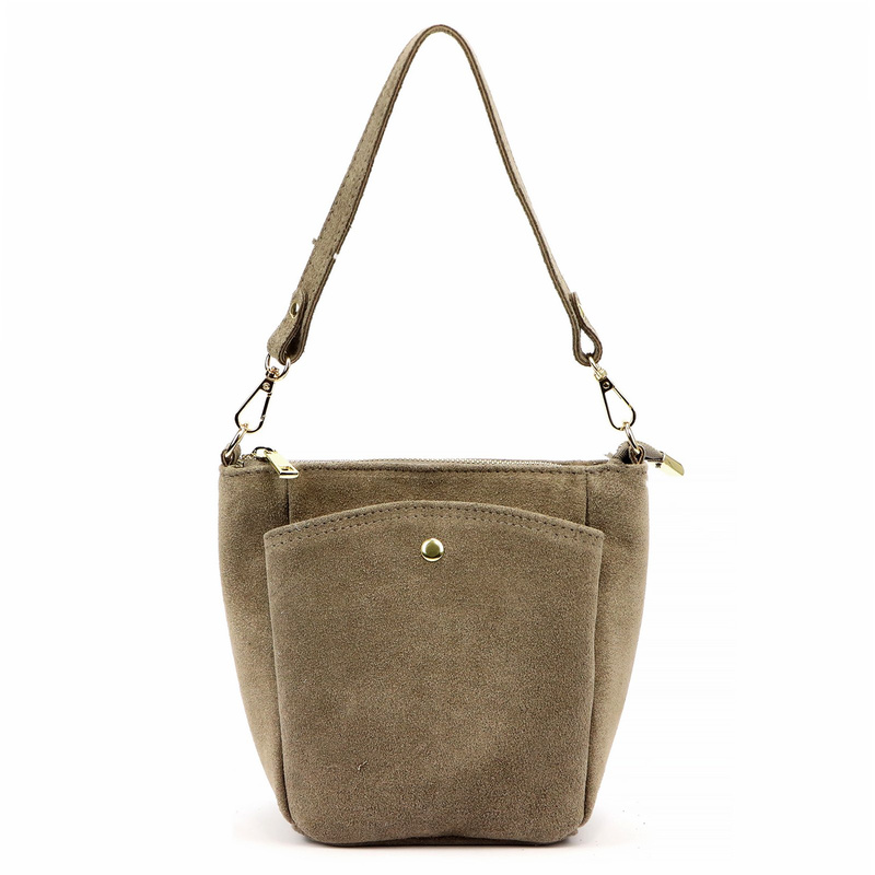 Vera Pelle damska listonoszka torebka na ramię skóra naturalna zamszowa