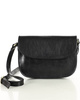 Czarna skórzana torebka saddle bag półksiężyc sztywna skóra - MARCO MAZZINI