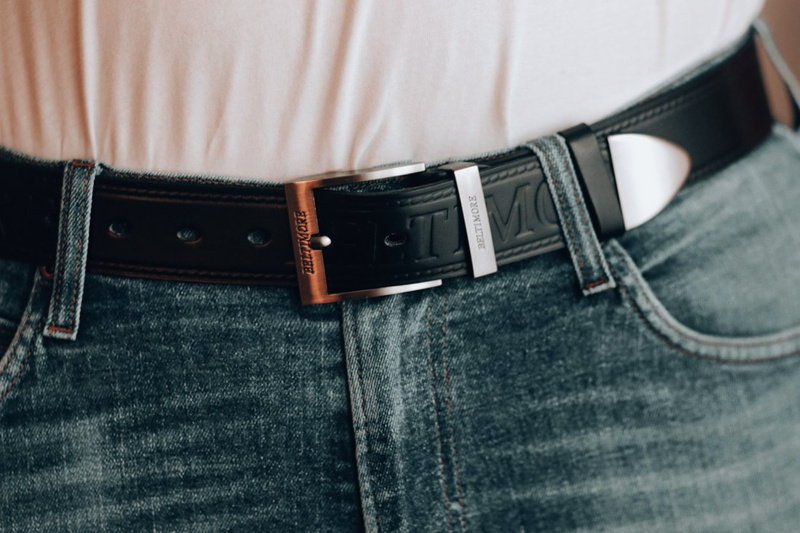 Beltimore męski skórzany pasek szeroki jeans czarny 524 : Kolory - czarny, Rozmiar pasków - r.125-140 cm