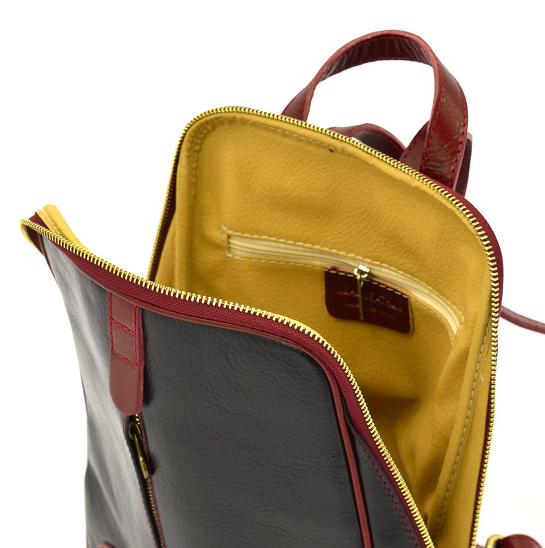 Florence Miejski Damski plecak skóra naturalna z kieszeniami na suwak