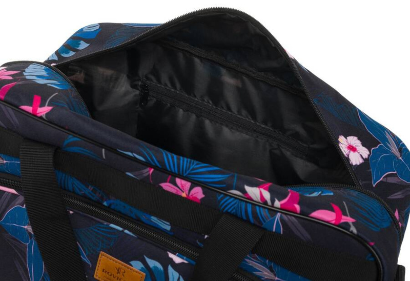 Torba podróżna wyposażona w dopinany pasek i zewnętrzną kieszeń zapinaną suwakiem - Rovicky