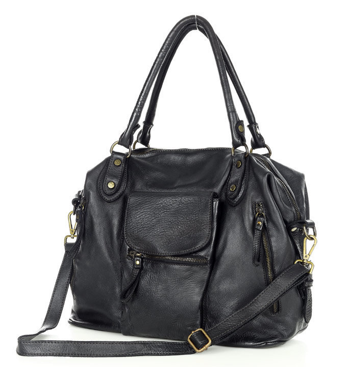 Torba biznesowa bowling retro bag skórzana - MARCO MAZZINI czarny