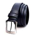 VerMari stylowy pasek do spodni skóra naturalna klasyczna srebrna klamra