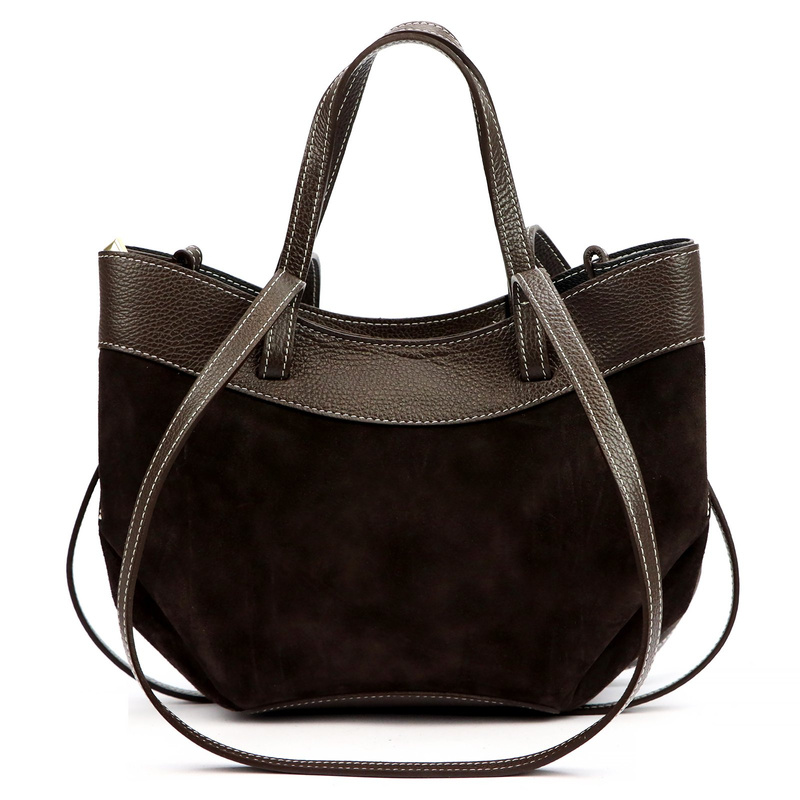 Vera Pelle damska torebka na ramię stylowa shopperbag zamsz z kosmetyczką