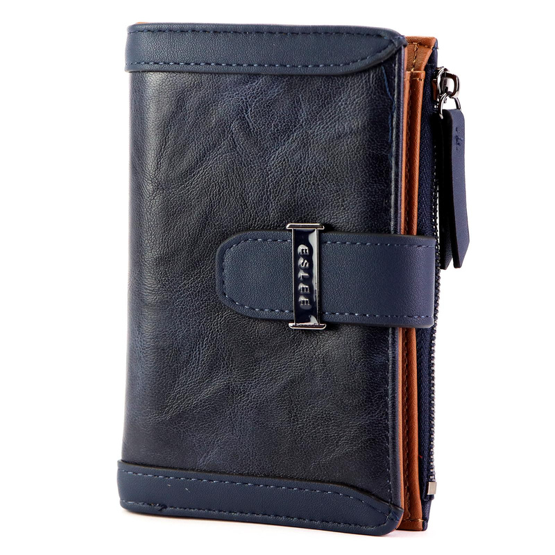 Eslee Duży Portfel Damski Podłużny Pionowy Skóra Eko Na Zatrzask