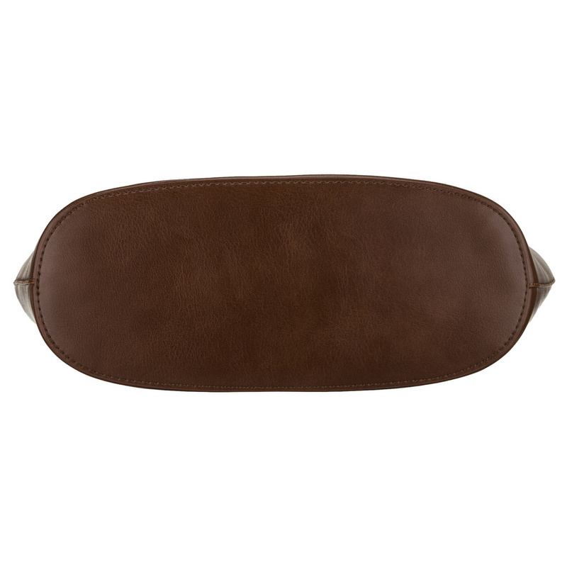 Brązowa shopperka damska wykonana ze skóry ekologicznej, jednokomorowa i zamykana suwakiem - Peterson