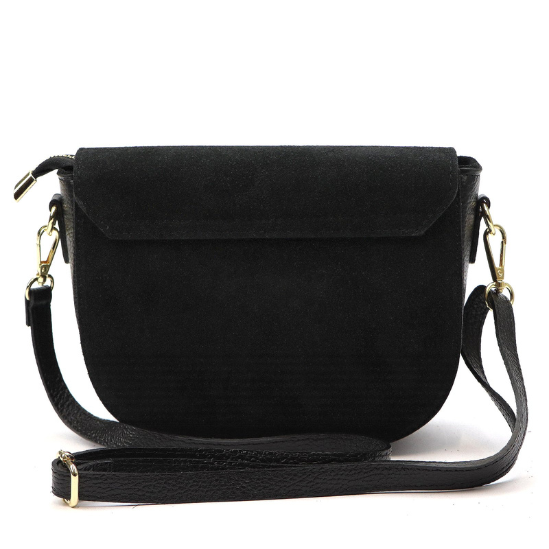 Vera Pelle damska listonoszka skóra zamszowa torebka na ramię z kieszenią