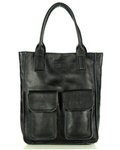 Torebka skórzany shopper bag z kieszeniami - MARCO MAZZINI Ravenna czarny