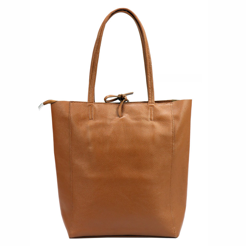 MiaMore Skórzana damska shopperbag duża torabka na ramię z kieszenią