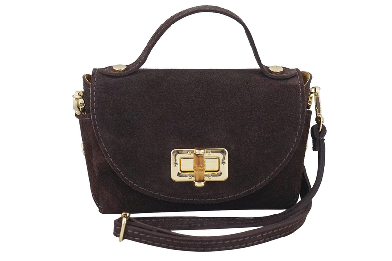 Mała torebka zamszowa wizytowa - Brązowa ciemna