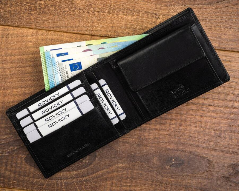 Klasyczny męski portfel skórzany z RFID od Rovicky