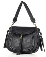 Marco Mazzini Torebka classic saddle bag ze skóry naturalnej na ramie czarna