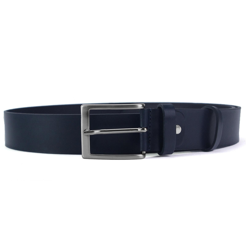 Renato Balestra męski pasek do spodni skórzany klasyczna srebrna klamra
