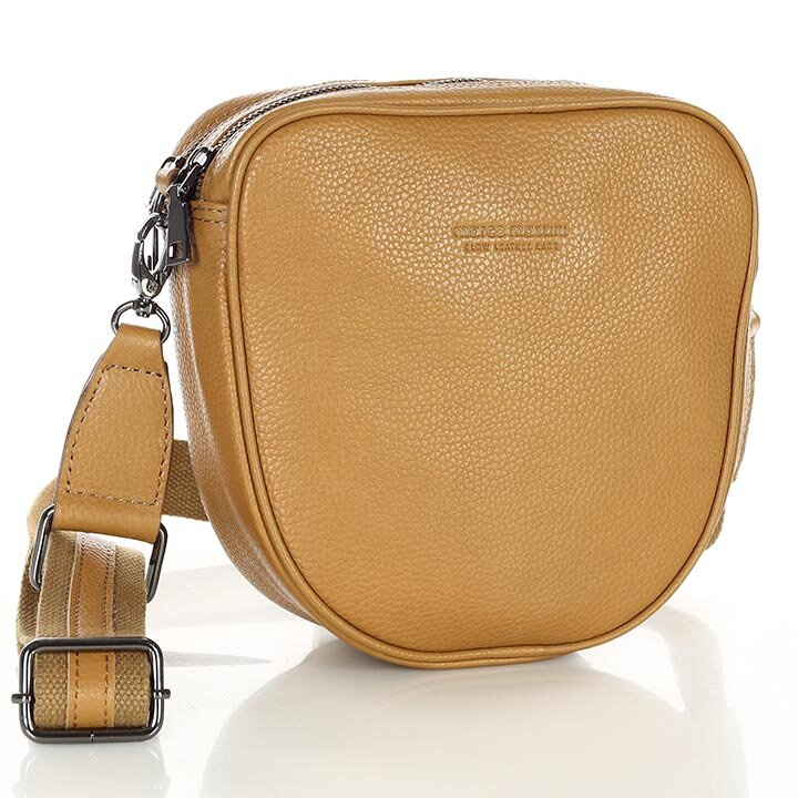 Torba skórzana na dwa zamki crossbody camera bag - MARCO MAZZINI brąz ciemny