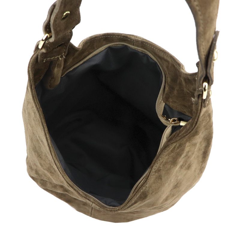 Vera Pelle damska torebka na ramię skóra naturalna zamszowa shopperbag