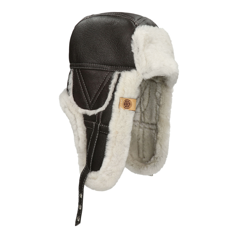 Skórzana ciepła pilotka kożuchowa czapka Podhale