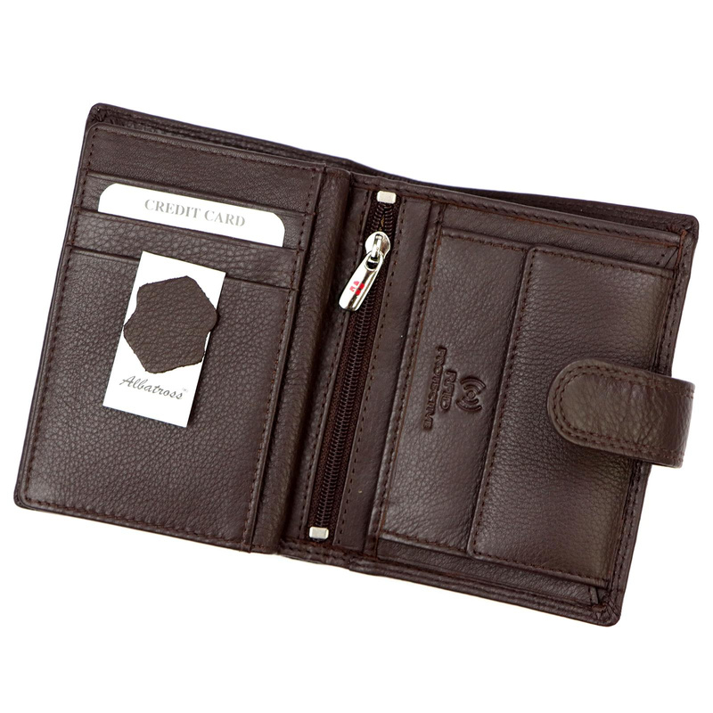 Albatross męska portmonetka skórzana portfel pionowy zatrzask system RFID