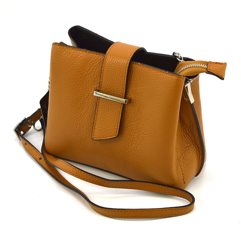 Luka damska listonoszka na ramię skóra naturalna elegancka dwukomorowa