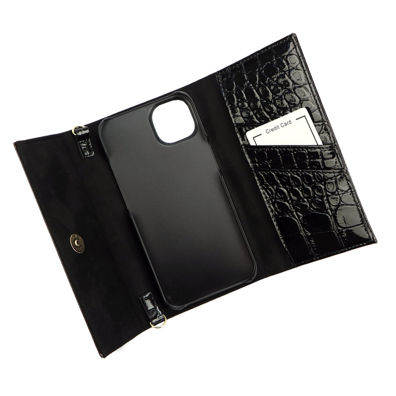 MiaMore etui na telefon model IPhone 13 case z klapą skóra krokodyla pasek