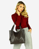 Modna torebka damska skórzany shopper bag - MARCO MAZZINI Portofino Max ciemny brąz caffe